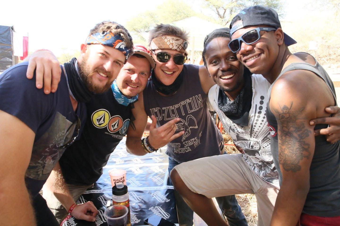 Angelo and friends at an outdoor music gathering